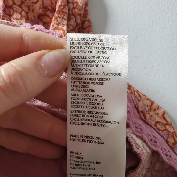 Free People Dress Womens Small Purple Pink Floral Boho Layered Milkmaid Whimsy - Picture 9 of 11